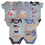 Body Bebê Manga Curta Est Pintadinho Kit 5 Peças - Imagem 11