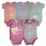 Body Bebê Manga Curta Est Pintadinho Kit 5 Peças